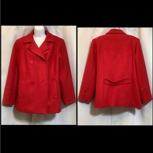Tabi Coat Women’s Size Medium Pea Coat Wool Red
